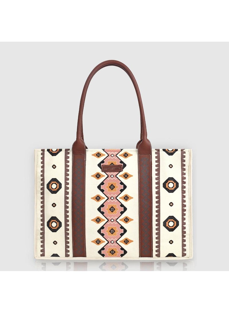 Y&D Tote Bag For Women Canvas Purses And Boho Aztec Handbags Tote Shoulder Bag Satchel Top Handle For Ladies - Image 4