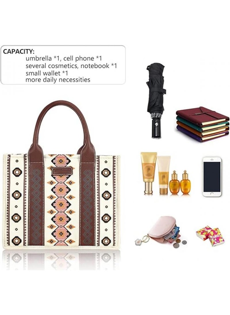 Y&D Tote Bag For Women Canvas Purses And Boho Aztec Handbags Tote Shoulder Bag Satchel Top Handle For Ladies - Image 3