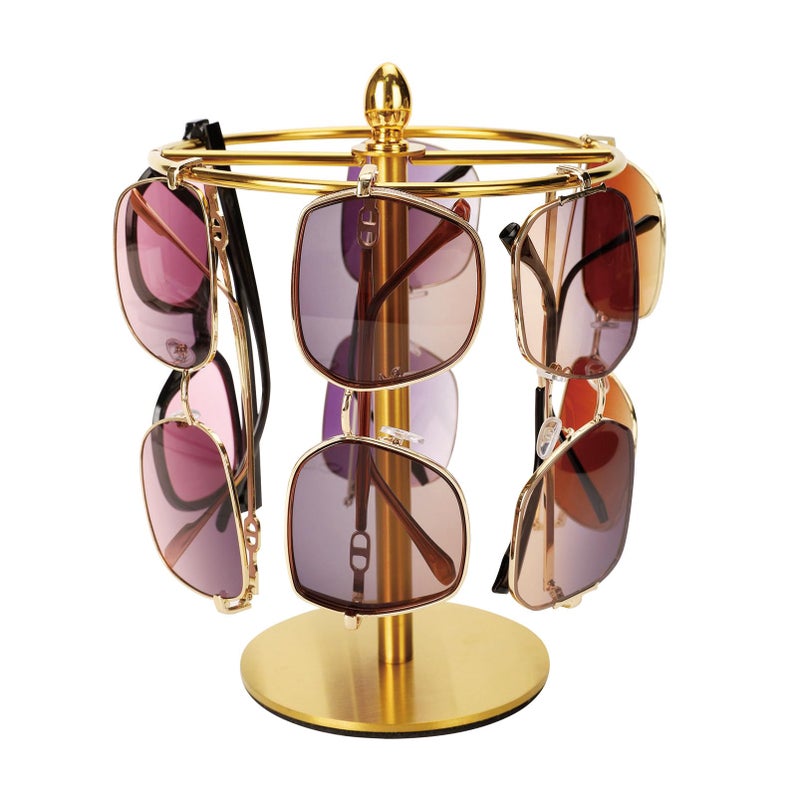 Wismay Sunglasses Organizer Display Stand Eyeglass Holder Rack for 12 Pairs of Glasses Stainless Steel Gold - Image 2