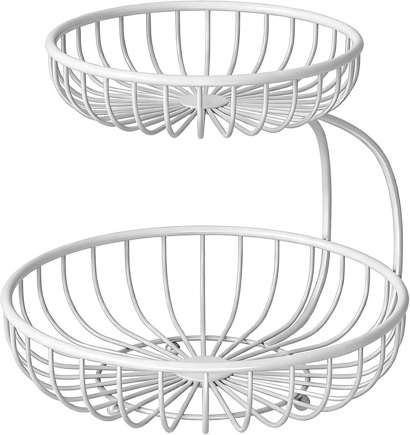 Peiiwdc Compacts Iron Double Stack Fruit Rack Countertops Basket for Optimal Food Preservation At Homes Double Layer Basket Organizers - Image 1