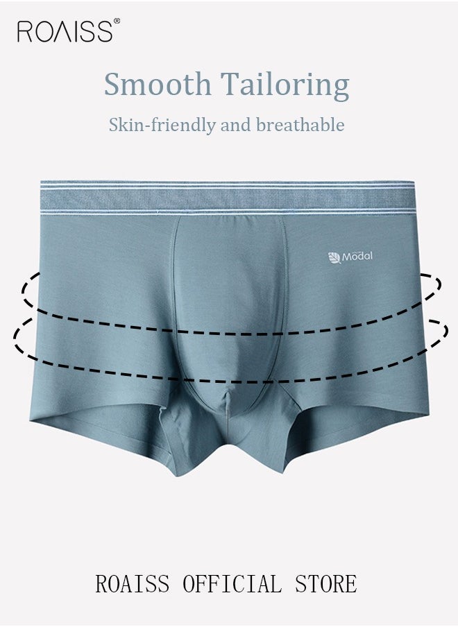 Set of 3 Men's Solid Color Modal Boxer Briefs Breathable Soft Underwear Summer Stretch Plus Size Plus Size Teen Boxer Briefs