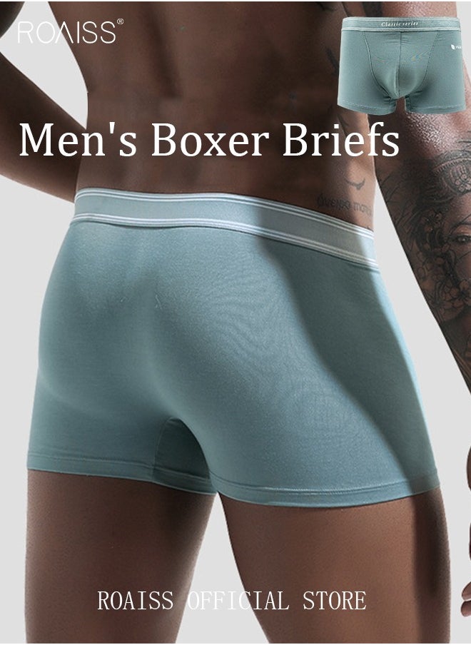 Set of 3 Men's Solid Color Modal Boxer Briefs Breathable Soft Underwear Summer Stretch Plus Size Plus Size Teen Boxer Briefs