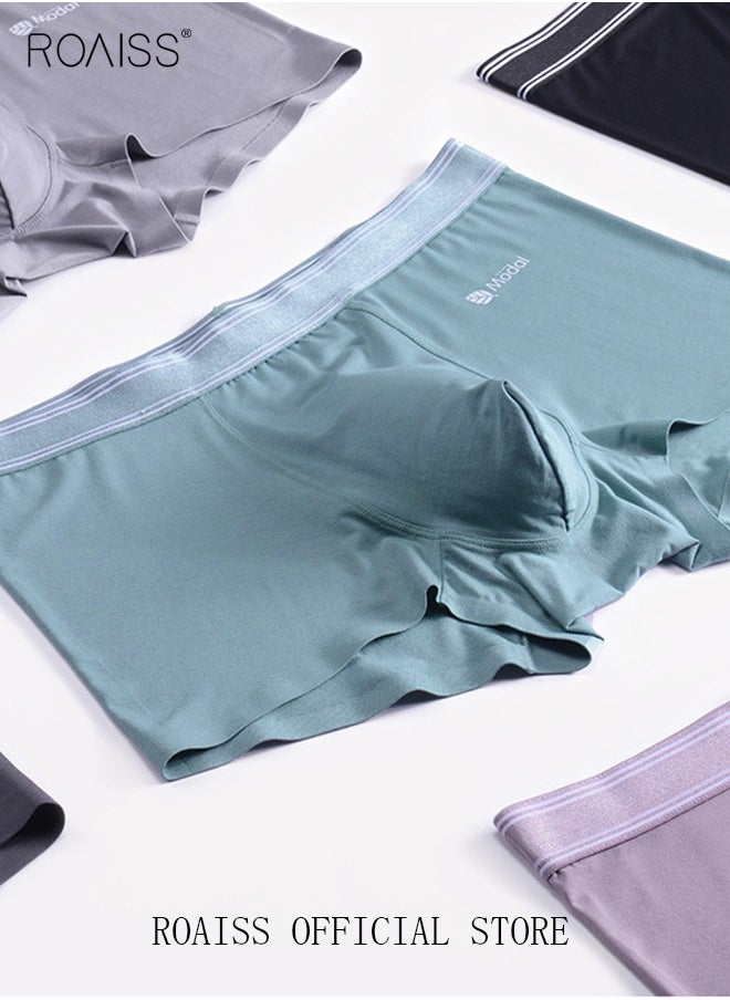 Set of 3 Men's Solid Color Modal Boxer Briefs Breathable Soft Underwear Summer Stretch Plus Size Plus Size Teen Boxer Briefs