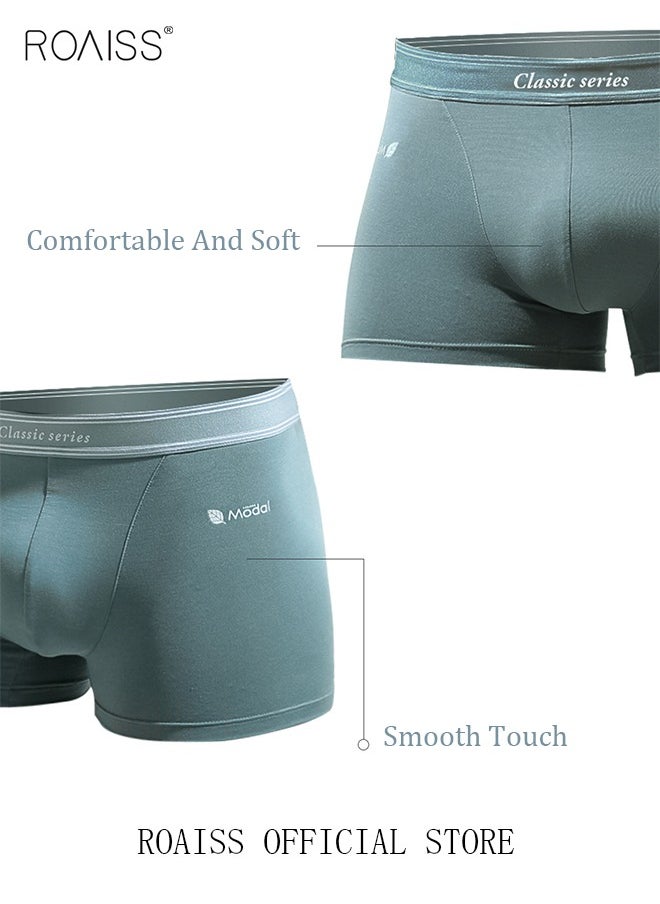 Set of 3 Men's Solid Color Modal Boxer Briefs Breathable Soft Underwear Summer Stretch Plus Size Plus Size Teen Boxer Briefs