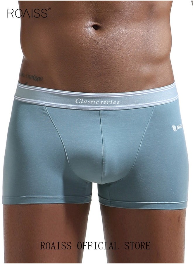 Set of 3 Men's Solid Color Modal Boxer Briefs Breathable Soft Underwear Summer Stretch Plus Size Plus Size Teen Boxer Briefs