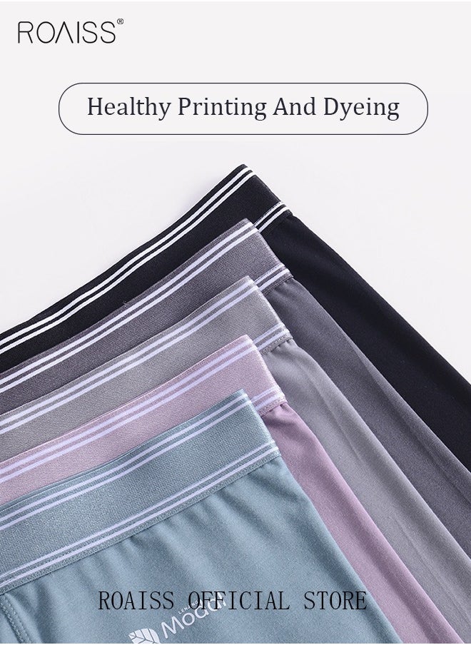 Set of 3 Men's Solid Color Modal Boxer Briefs Breathable Soft Underwear Summer Stretch Plus Size Plus Size Teen Boxer Briefs