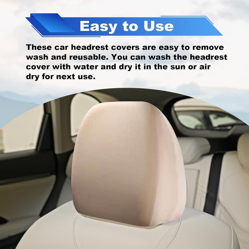 Stymart 2 PCS Car Seat Headrest Covers - Beige - Image 5