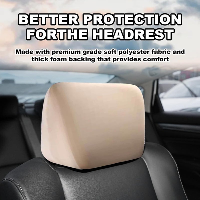 Stymart 2 PCS Car Seat Headrest Covers - Beige - Image 4