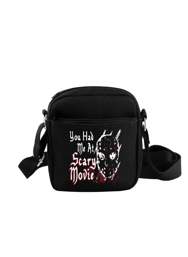 TOBGBE Horror Movie Merchandise Horror J-Vee Character Shoulder for Fans You Had Me At Scary Movie Adjustable Crossbody Bag (J-Vee Scary Black H CB) - Image 1