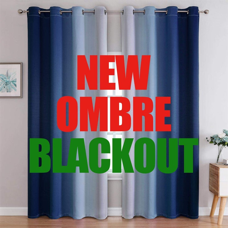 G2000 Blackout Curtains & Drapes for Bedroom Living Room 84 Inches Long Navy Blue and Greyish White Room Darkening Window Treatments Ombre Thermal Insulated Light Blocking Grommet Backdrop 2 Panels - Image 1