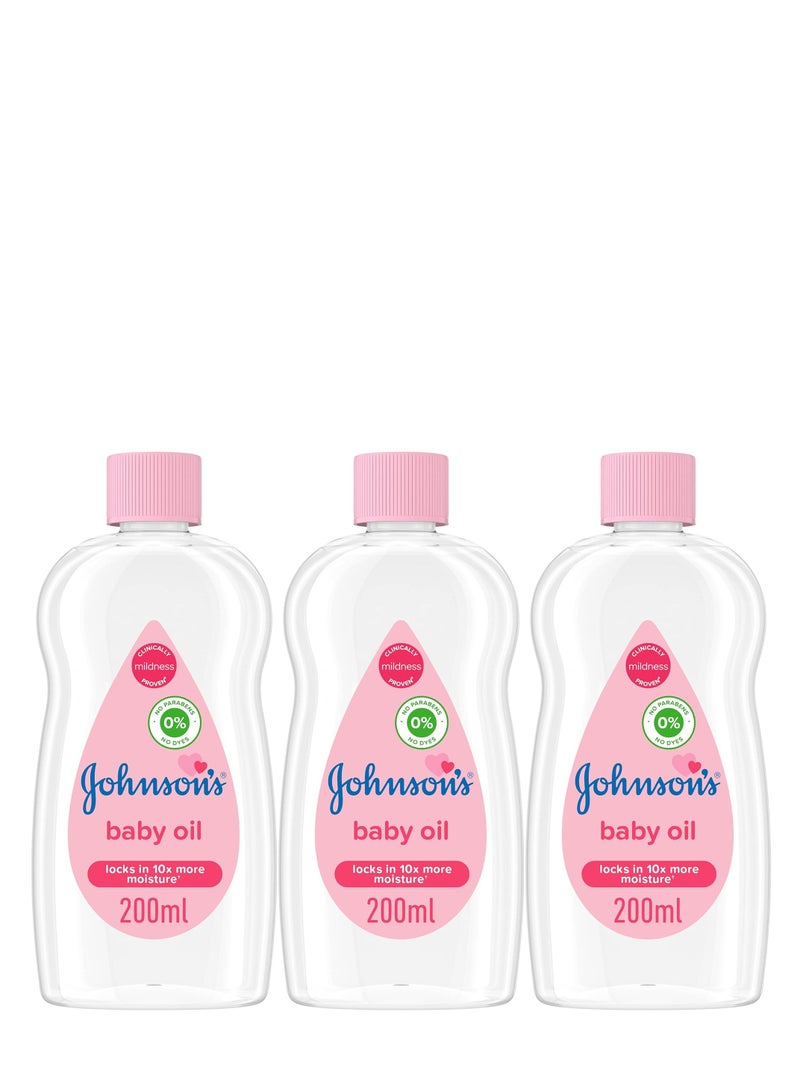 Johnson's Pack Of 3 Baby Oil 200ml - Image 1