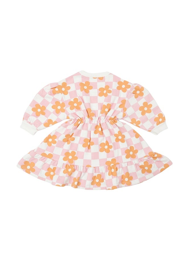 AIKO - Girls Multicolor with Floral Pattern Long Sleeve Sweat Dress - Image 3