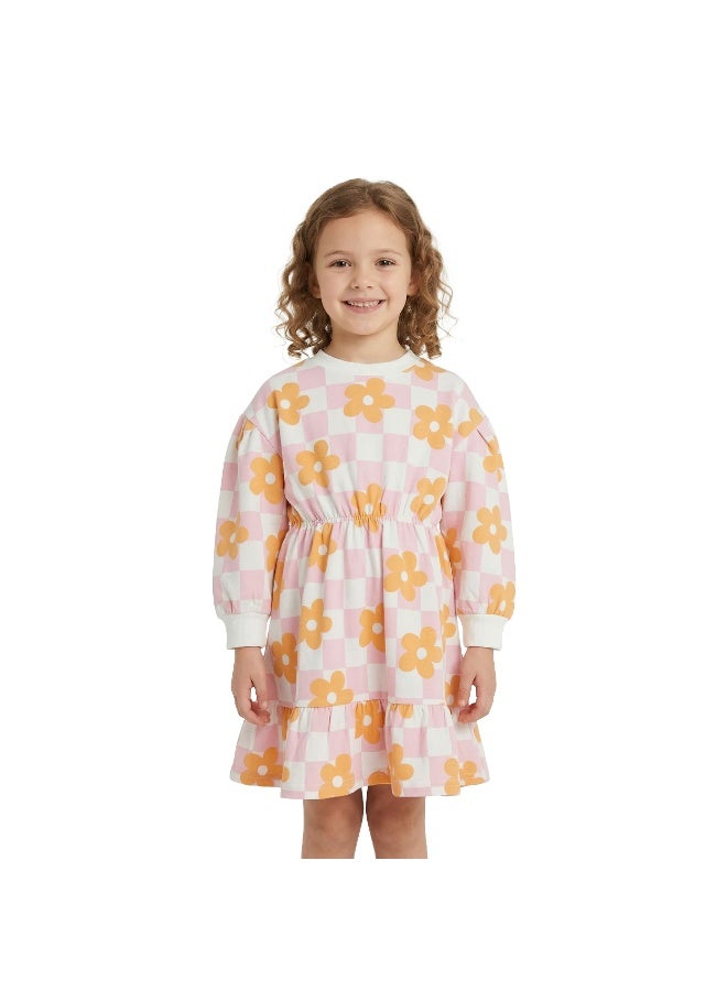 AIKO - Girls Multicolor with Floral Pattern Long Sleeve Sweat Dress - Image 1