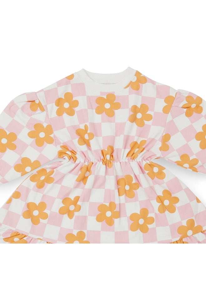 AIKO - Girls Multicolor with Floral Pattern Long Sleeve Sweat Dress - Image 4