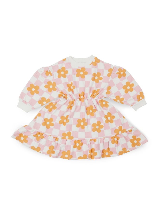 AIKO - Girls Multicolor with Floral Pattern Long Sleeve Sweat Dress - Image 2