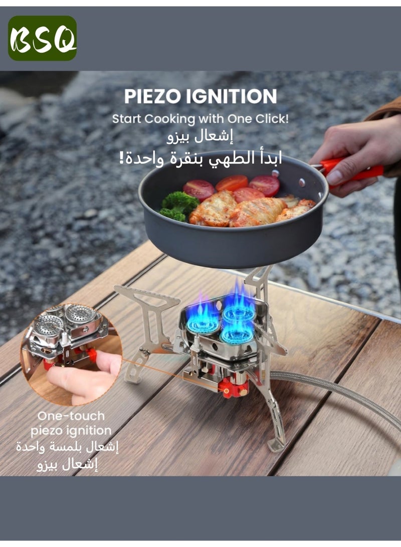BSQ High-power three-burner gas stove | Camping and travel stove | High-power gas cooker | Ultra-light portable gas stove | Cookware | Picnic, barbecue, and travel supplies | Suitable for outdoor camping, fishing, and indoor cooking, no power supply required, the perfect choice for all your adventures. - Image 2