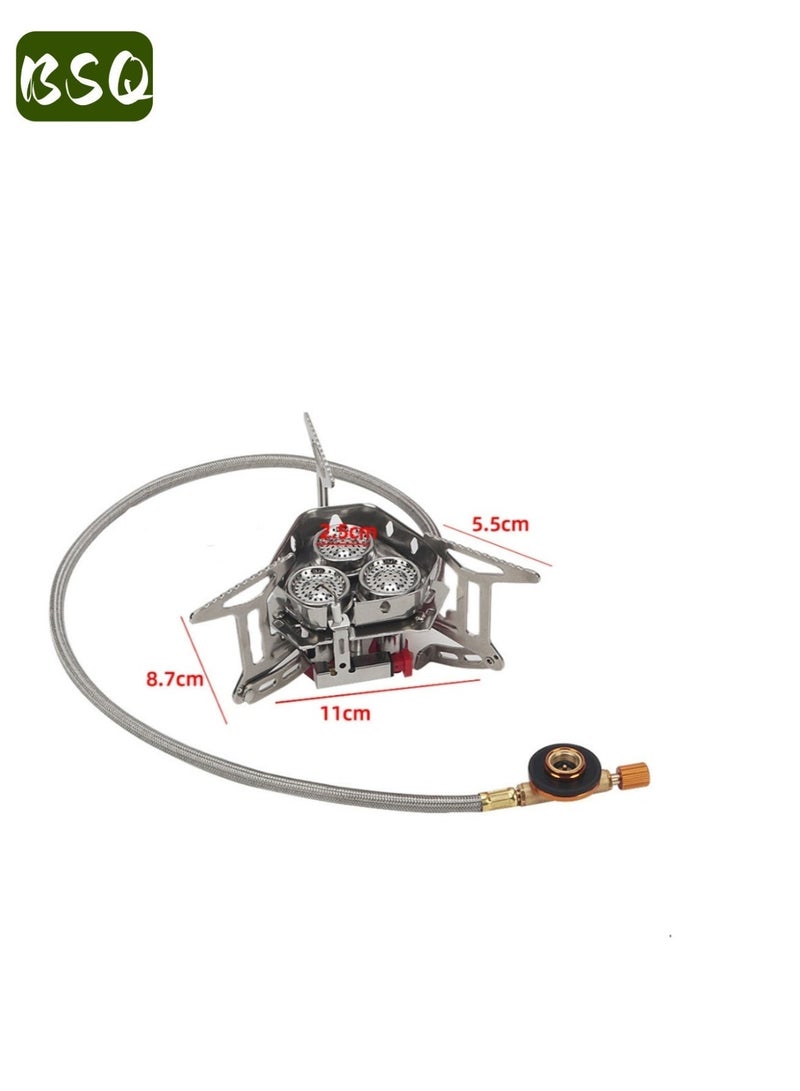 BSQ High-power three-burner gas stove | Camping and travel stove | High-power gas cooker | Ultra-light portable gas stove | Cookware | Picnic, barbecue, and travel supplies | Suitable for outdoor camping, fishing, and indoor cooking, no power supply required, the perfect choice for all your adventures. - Image 5