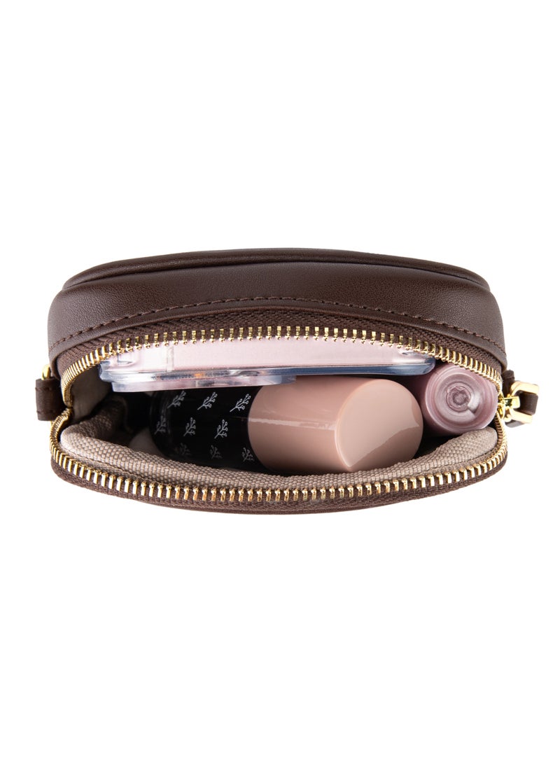 HOLBORN CLASSIC Luna Travel Pouch With Phone Compartment For Women - Brown, Leather Phone Pouch Bag, Crossbody Phone Bag, Genuine Leather - Image 4