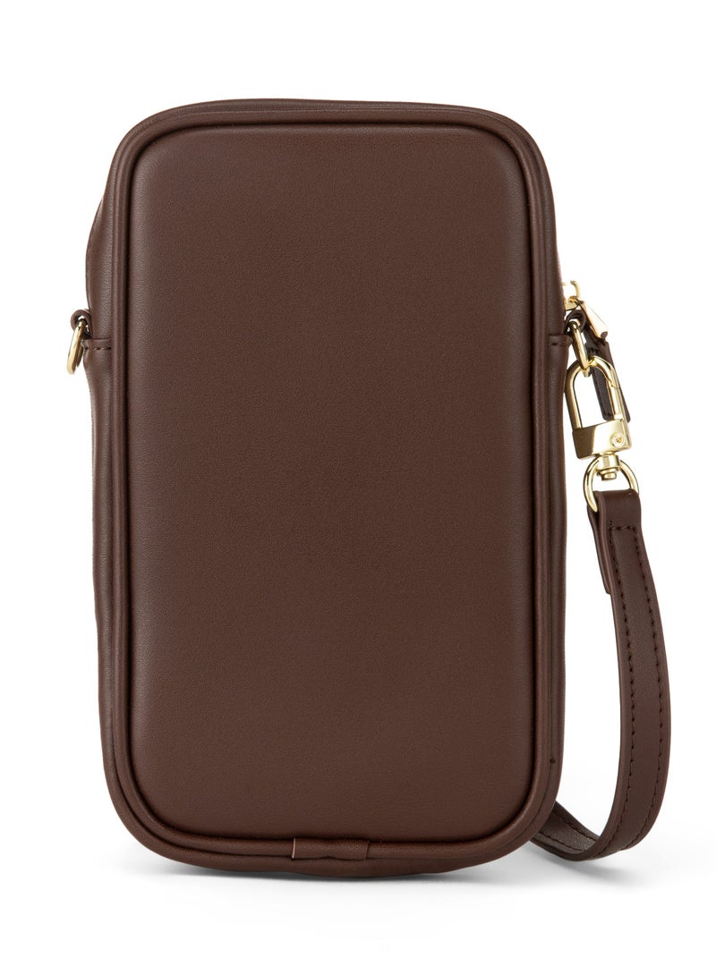 HOLBORN CLASSIC Luna Travel Pouch With Phone Compartment For Women - Brown, Leather Phone Pouch Bag, Crossbody Phone Bag, Genuine Leather - Image 3