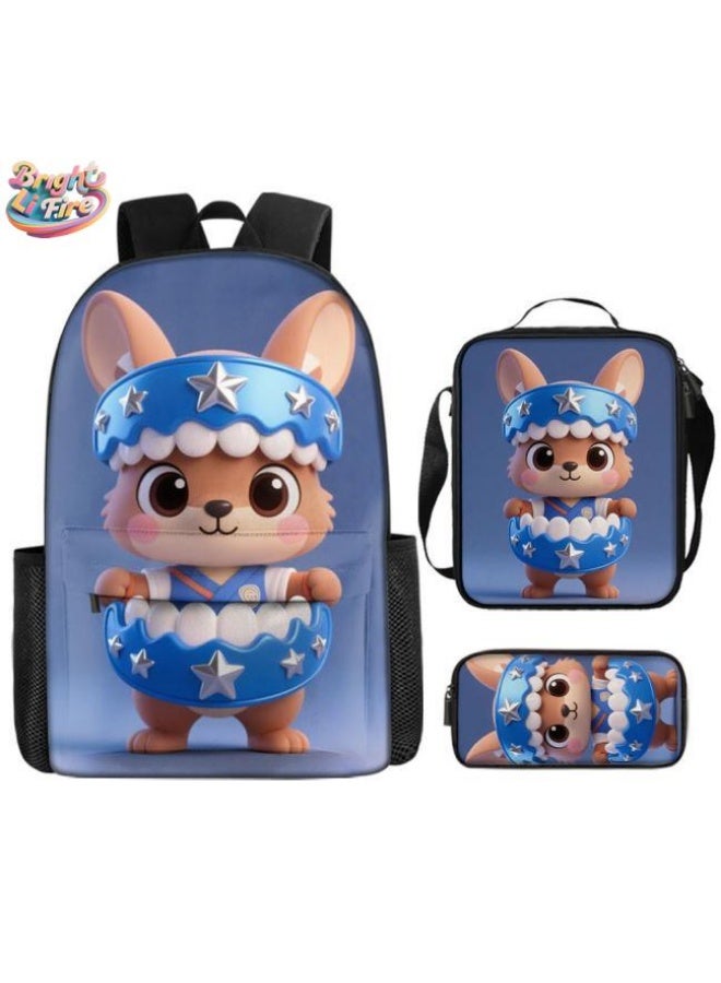 Bright Li Fire Unlock the new fashion of childish fun! Three-piece set of bags, cartoon elements for children and teenagers (students, children, friends' outings, mountain climbing, schooling, etc. can be used) - 94 - Image 1