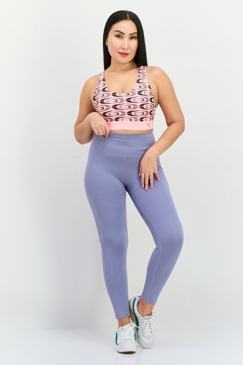 PUMA سوتيان رياضي خفيف مبطن بشعار العلامة التجارية للنساء، وردي - Image 2