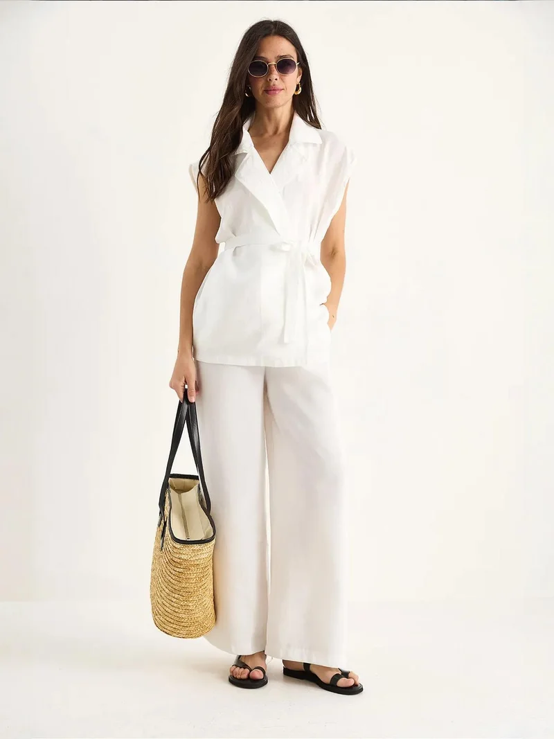 Bianco Lucci LUCCI Vest and Wide Leg Pants Set