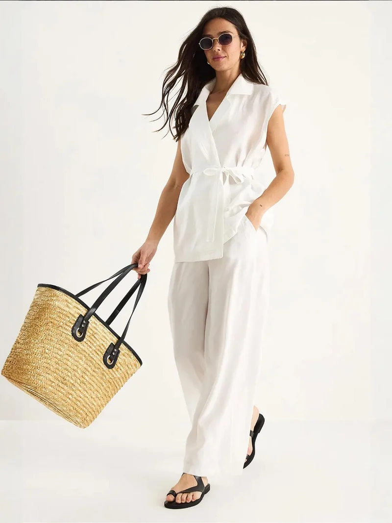 Bianco Lucci LUCCI Vest and Wide Leg Pants Set