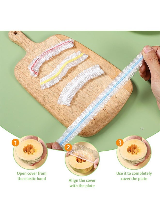 GD 200 Pcs Disposable Plastic Wrap Cover Plastic Bowl Covers for Various Plates - Food Grade Elastic Food Covers Reusable Stretchable Plate Dish Covers for Bread Proofing, Fresh Keeping Bags for Fruit, Vegetable, Meat - Image 4