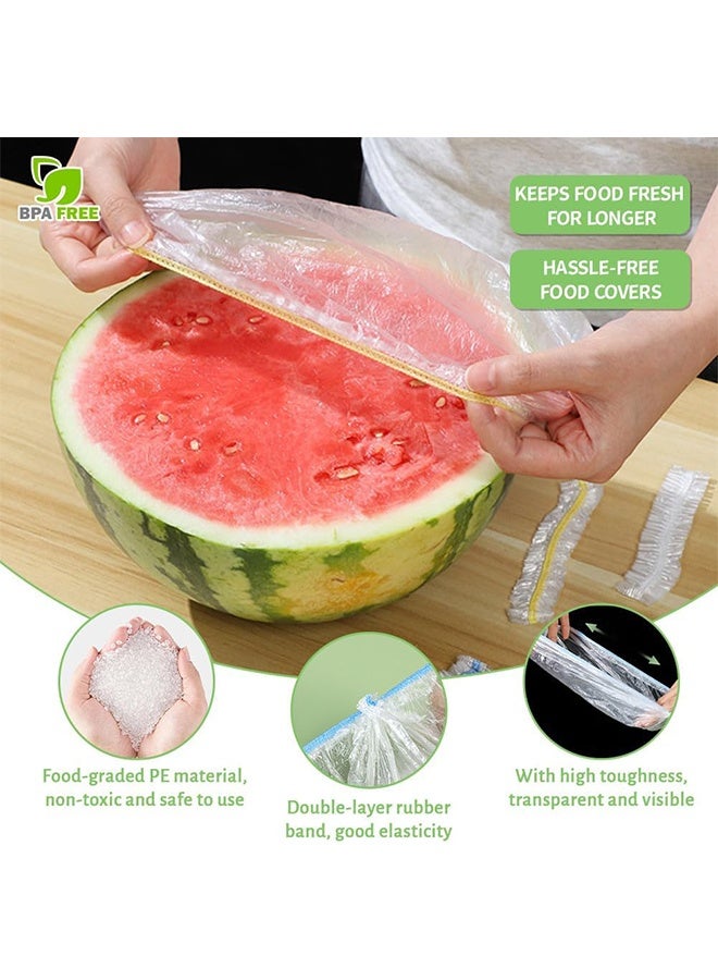GD 200 Pcs Disposable Plastic Wrap Cover Plastic Bowl Covers for Various Plates - Food Grade Elastic Food Covers Reusable Stretchable Plate Dish Covers for Bread Proofing, Fresh Keeping Bags for Fruit, Vegetable, Meat - Image 3