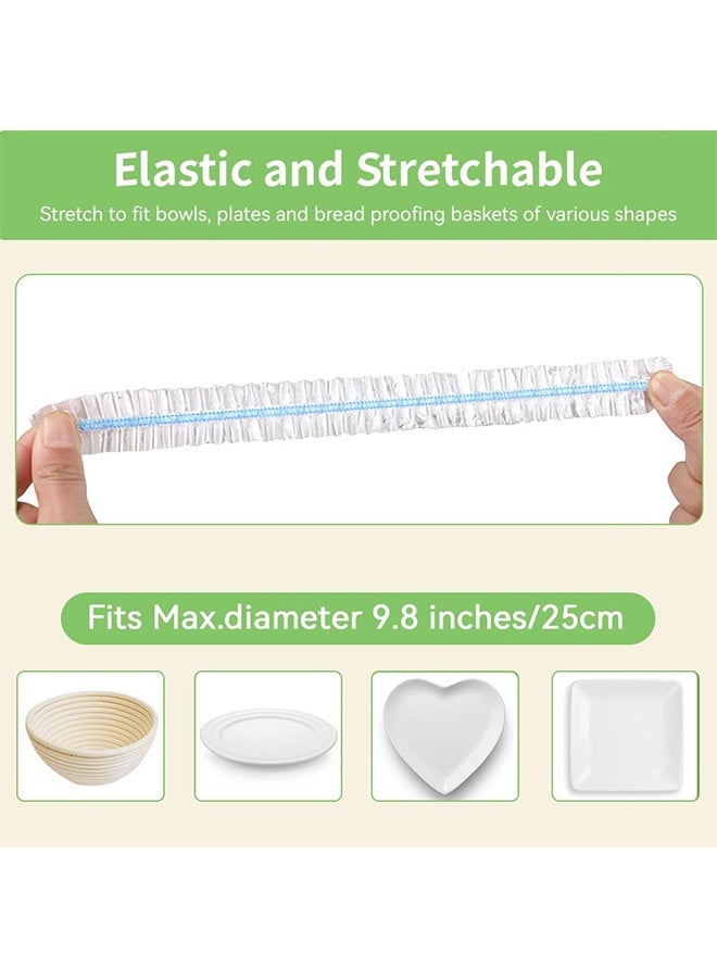 GD 200 Pcs Disposable Plastic Wrap Cover Plastic Bowl Covers for Various Plates - Food Grade Elastic Food Covers Reusable Stretchable Plate Dish Covers for Bread Proofing, Fresh Keeping Bags for Fruit, Vegetable, Meat - Image 2