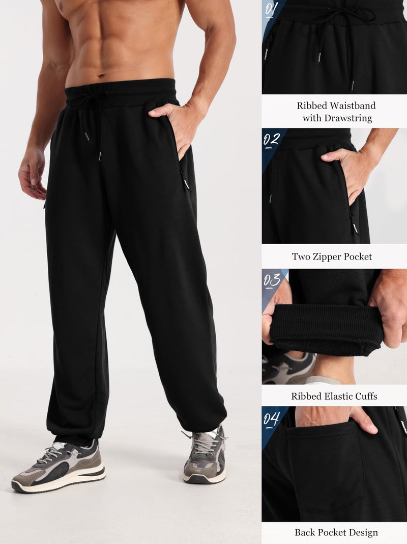 Aocku 4 Pack Mens Sweatpants Mens Athletic Joggers Pants with Zipper Pocket and Drawstring Workout Sweatpants Color B, L - Image 3