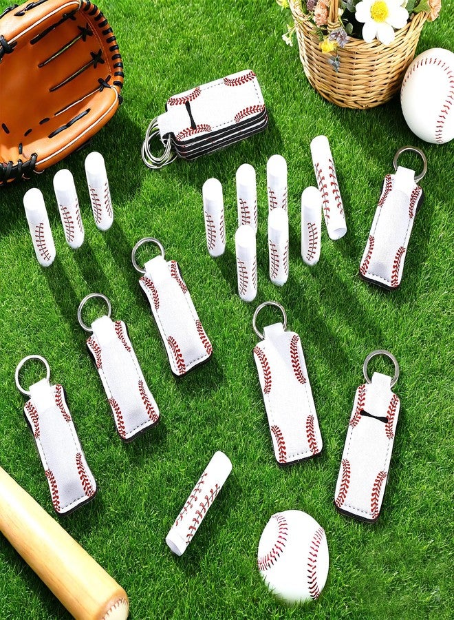 Lonfliness 24 Sets Baseball Party Favors Lip Balm and Lipstick Holder Keychain Bulk Sport Ball Team Gifts Natural Moisturizing Lip Balm Keychains Portable Pouch for Team Baseball Sports Party Supplies - Image 4