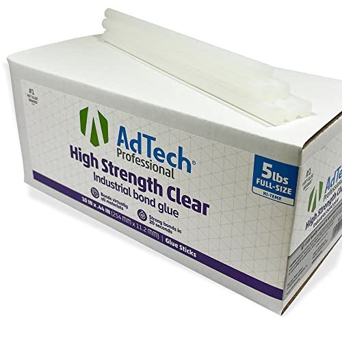 AdTech Professional HighStrength Industrial Bond Hot Glue Sticks 10 Full Size Clear High Temp Fast 20Second Set Time Strong Adhesion to Most Materials 5 lb Box