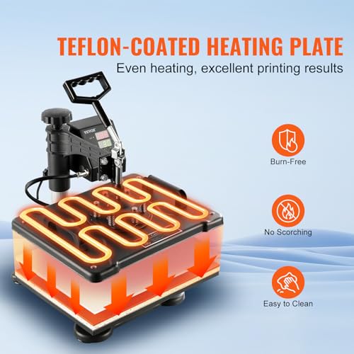 VEVOR 8 in 1 Heat Press Machine Combo, 360° Swing Away Tshirt Press Machine for Printing Hat Mug T Shirts Cap, 12x15 Digital Multifunctional Sublimation Heat Transfer Machine - Image 5