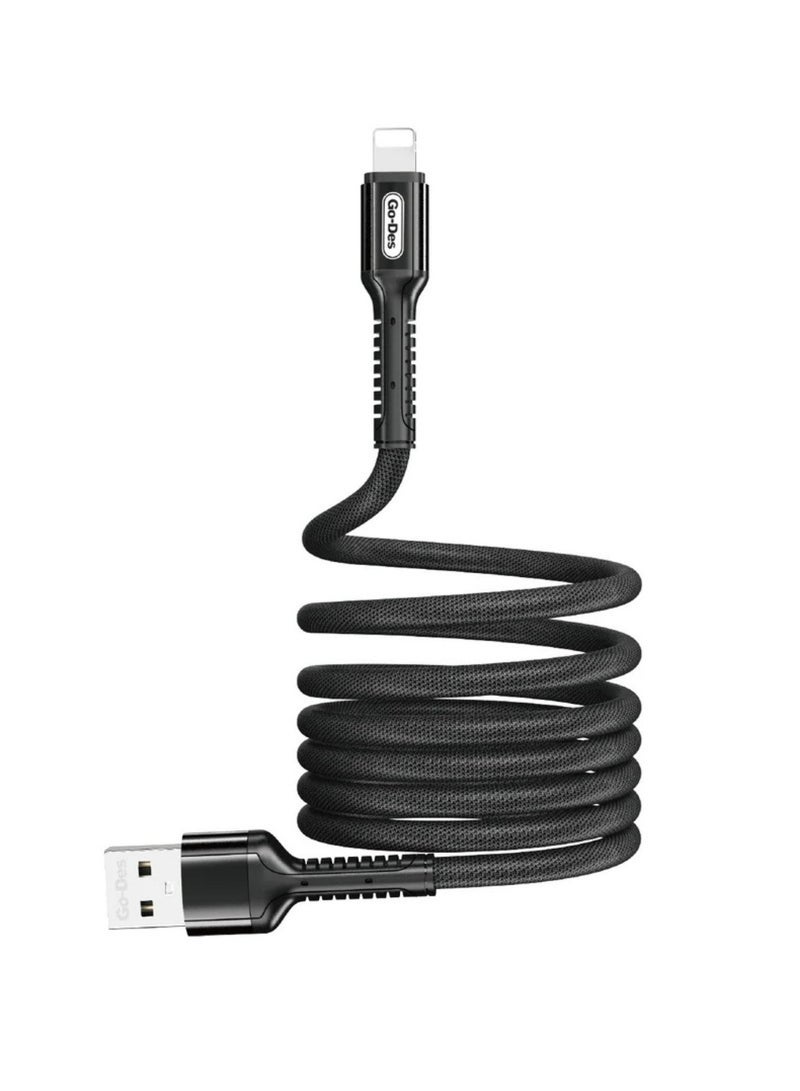 GO-DES 3A Fast Charging Cable – Nylon Braided USB Charger Cord Compatible with iPhone, Type-C & Micro USB Devices – Durable, Tangle-Free, High-Speed Data Sync Cable for Smartphones & Tablets - Image 1