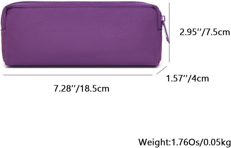 YONBEN Multi Color Zipper Pencil Pouch Pen Bag Canvas Pencil Case Stationary Bag (Purple) - Image 2