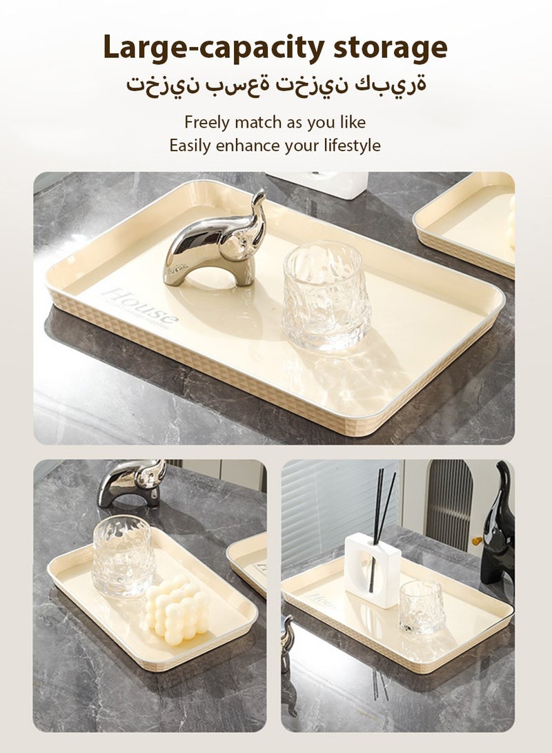 DPTER 4pcs Serving Tray Plastic Coffee Table Tray Decorative Tray Food Tray for Serving Food Veggie Snack Fruit Cookies Dessert Party Food Desserts in Kitchen or Pantry - Image 2