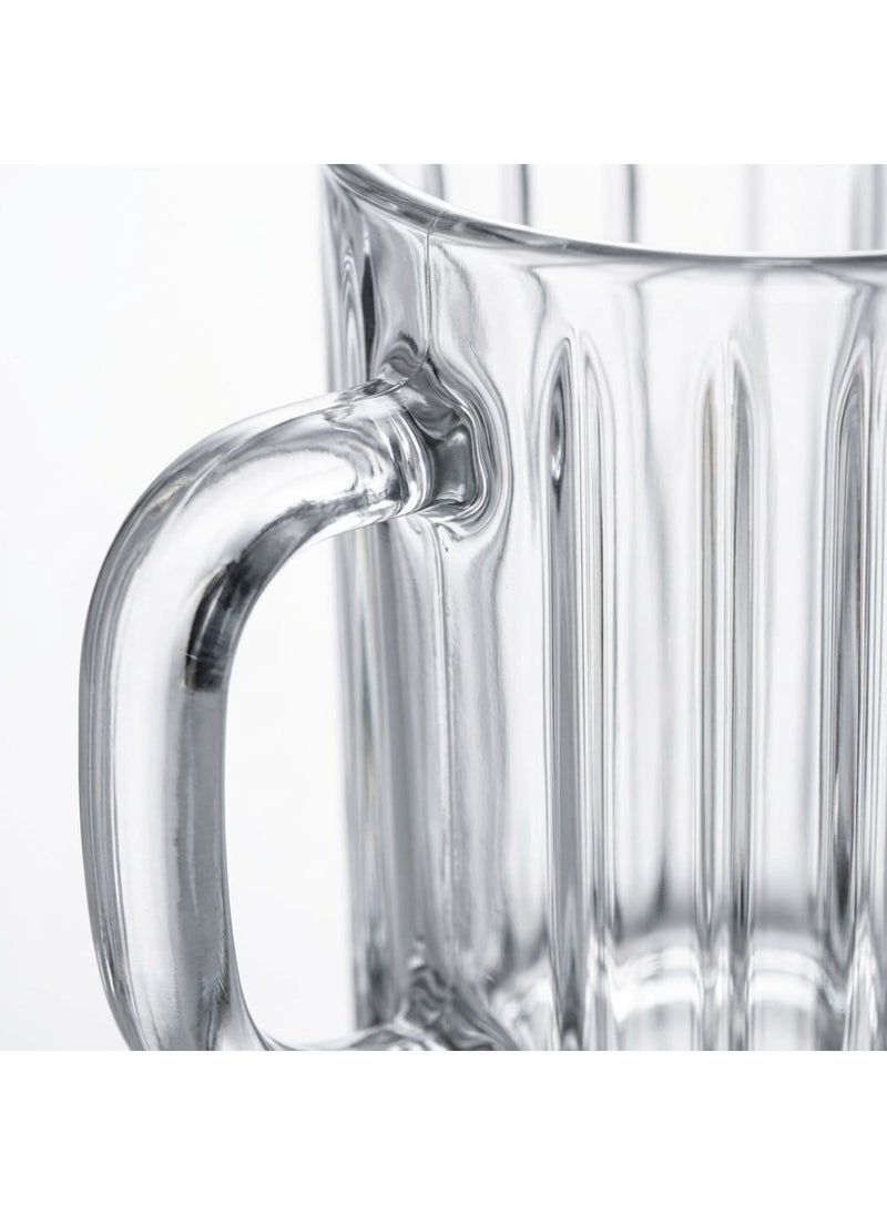 Blinkmax Set of 6 Fluted Glass Mugs, Comfortable Handle for Hot Drinks, Clear Coffee and Tea Cups, for Daily Home and Office Use - Transparent - Image 2