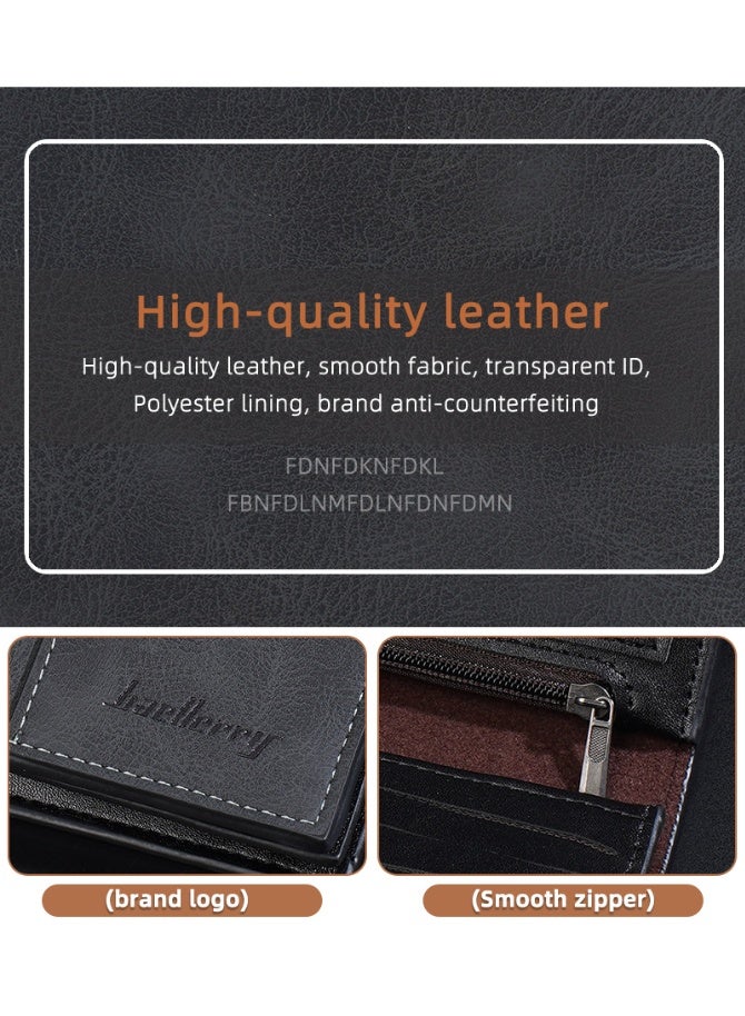 BAELLERRY Men's RFID Blocking Wallet – 13 Card Slots, 2 Cash Pockets & Coin Zip, Durable PU Leather, Anti-Theft Design - Image 4