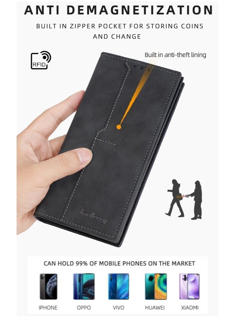 baellerry Ramadan's Practical Gift |BAELLERRY Men's RFID Blocking Wallet – 13 Card Slots, 2 Cash Pockets & Coin Zip, Durable PU Leather, Anti-Theft Design - Image 4