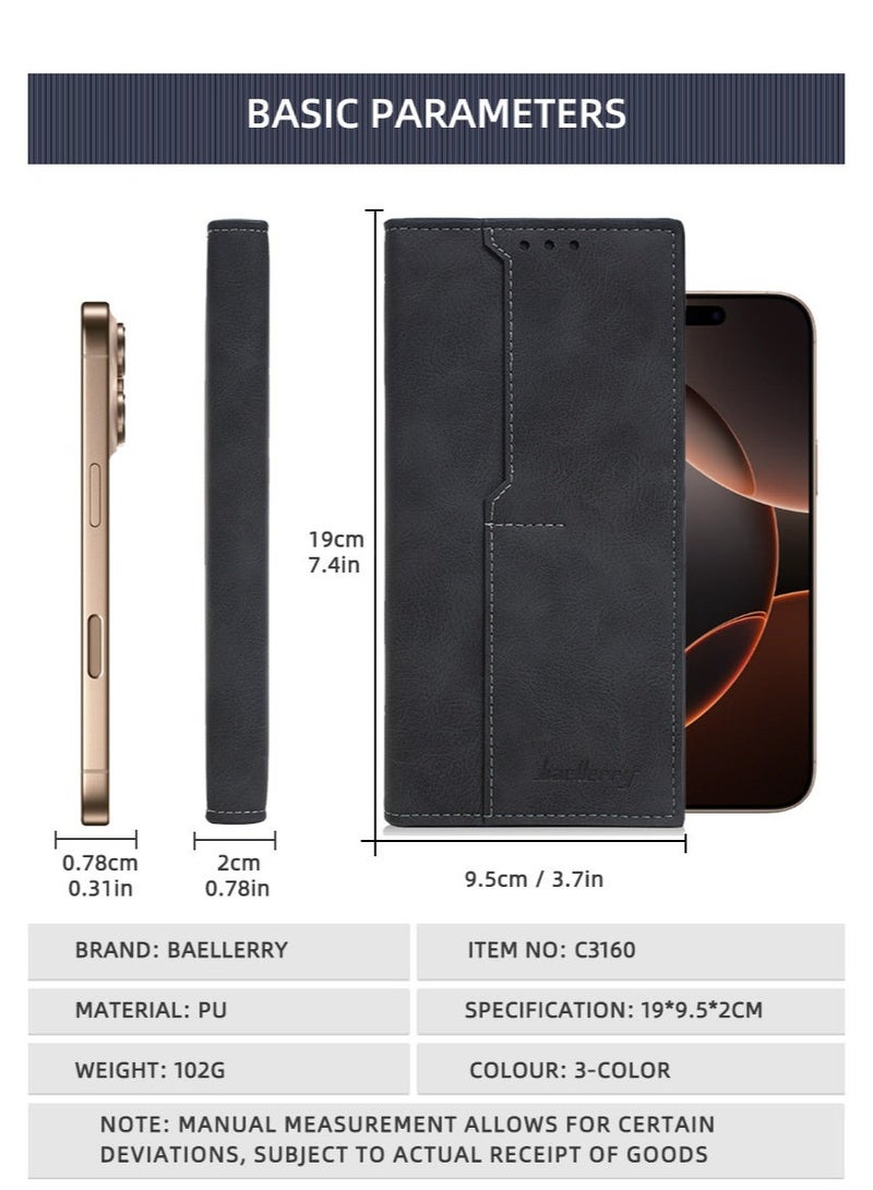 baellerry Practical Gift |BAELLERRY Men's RFID Blocking Wallet – 13 Card Slots, 2 Cash Pockets & Coin Zip, Durable PU Leather, Anti-Theft Design - Image 1