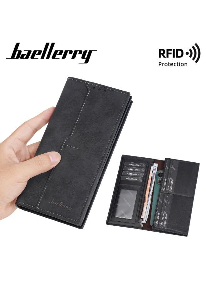 baellerry Practical Gift |BAELLERRY Men's RFID Blocking Wallet – 13 Card Slots, 2 Cash Pockets & Coin Zip, Durable PU Leather, Anti-Theft Design - Image 3