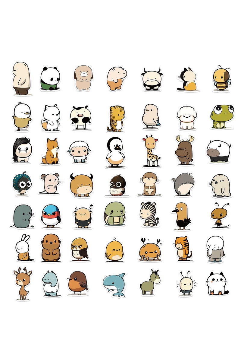 قوس قزح أورينبو ملصقات حيوانات للأطفال والمراهقين، 50 قطعة من ملصقات الحيوانات اللطيفة والبسيطة من الفينيل المقاوم للماء، ملصقات حيوانات كرتونية جمالية لزجاجات المياه والكمبيوتر المحمول ولوح التزلج - Image 4