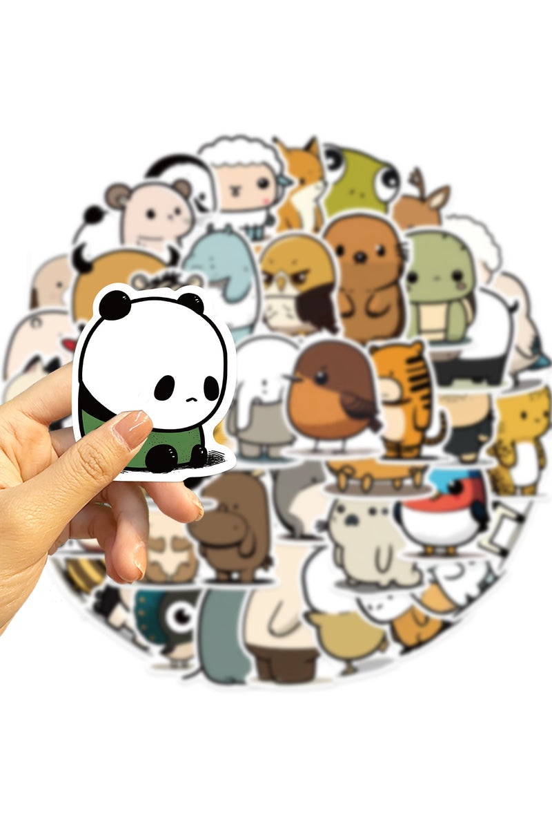 قوس قزح أورينبو ملصقات حيوانات للأطفال والمراهقين، 50 قطعة من ملصقات الحيوانات اللطيفة والبسيطة من الفينيل المقاوم للماء، ملصقات حيوانات كرتونية جمالية لزجاجات المياه والكمبيوتر المحمول ولوح التزلج - Image 3