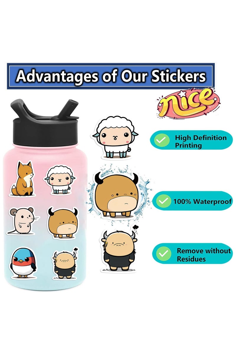 قوس قزح أورينبو ملصقات حيوانات للأطفال والمراهقين، 50 قطعة من ملصقات الحيوانات اللطيفة والبسيطة من الفينيل المقاوم للماء، ملصقات حيوانات كرتونية جمالية لزجاجات المياه والكمبيوتر المحمول ولوح التزلج - Image 2