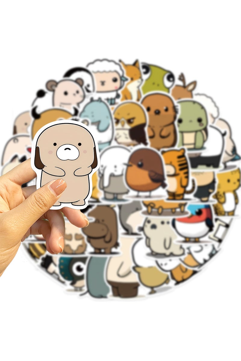 قوس قزح أورينبو ملصقات حيوانات للأطفال والمراهقين، 50 قطعة من ملصقات الحيوانات اللطيفة والبسيطة من الفينيل المقاوم للماء، ملصقات حيوانات كرتونية جمالية لزجاجات المياه والكمبيوتر المحمول ولوح التزلج - Image 5