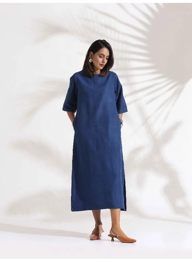 ترو برونز trueBrowns Blue Slub Dress