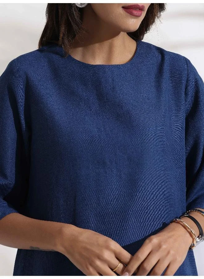 ترو برونز trueBrowns Blue Slub Dress