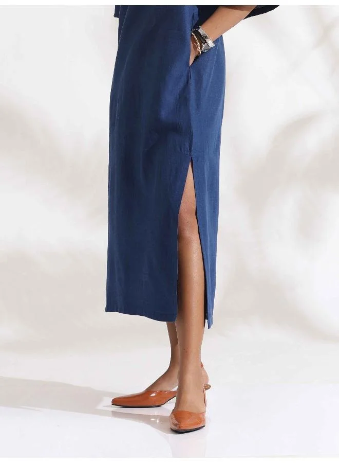 ترو برونز trueBrowns Blue Slub Dress