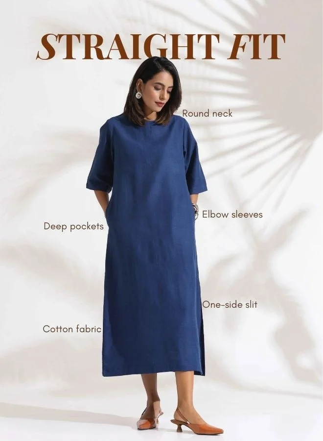 ترو برونز trueBrowns Blue Slub Dress